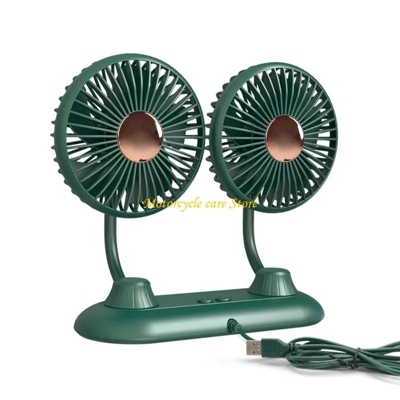 U75F USB Dual for Head Car Fan Portable Vehicle Rotatable Auto Cooling Fan Cooler USB