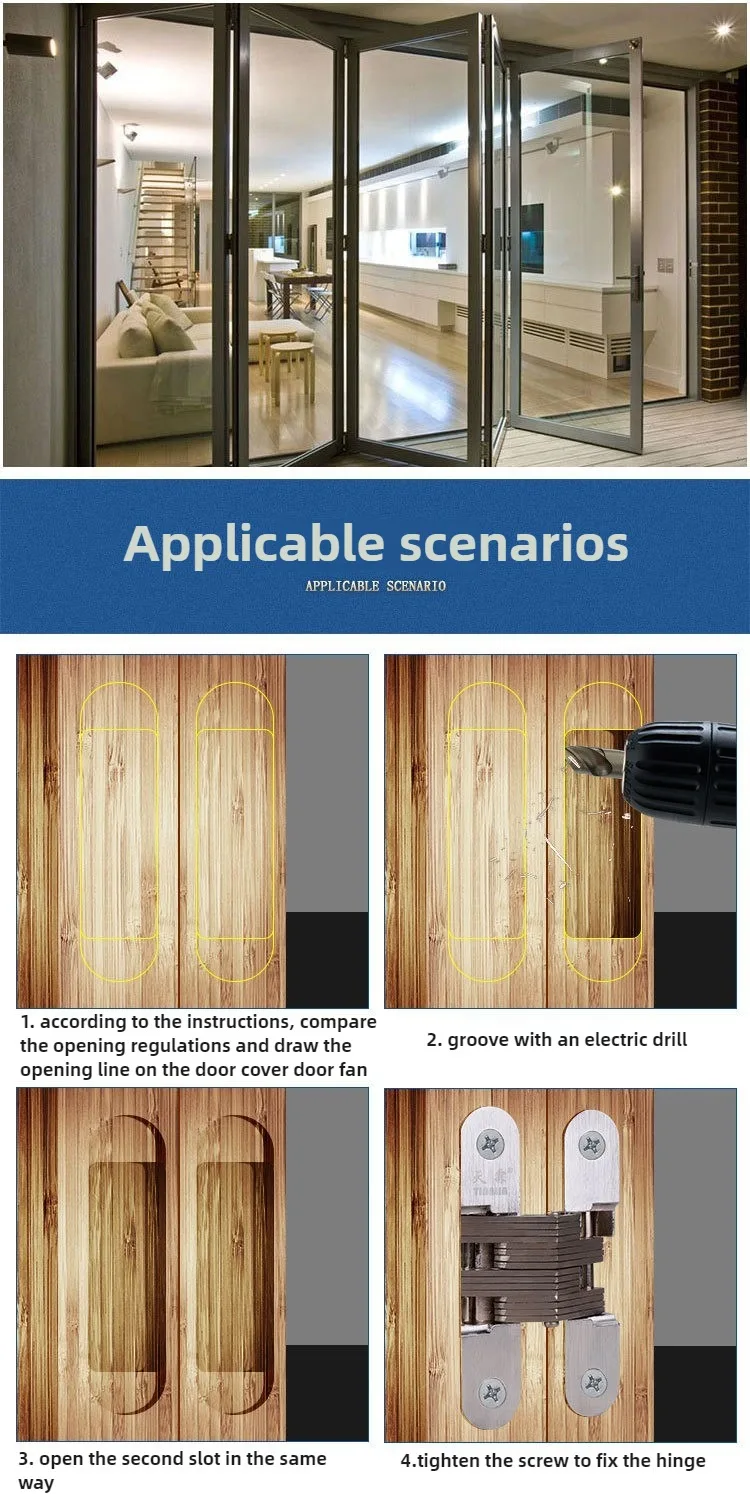 1/2 Stück Verdecktes Torscharnier, Unsichtbare Scharniere, Verdecktes Zylinder-Scharnier für Holzkisten, 180-Grad-Klappfunktion, Hochbelastbares Einbau-Türscharnier – Detail 8