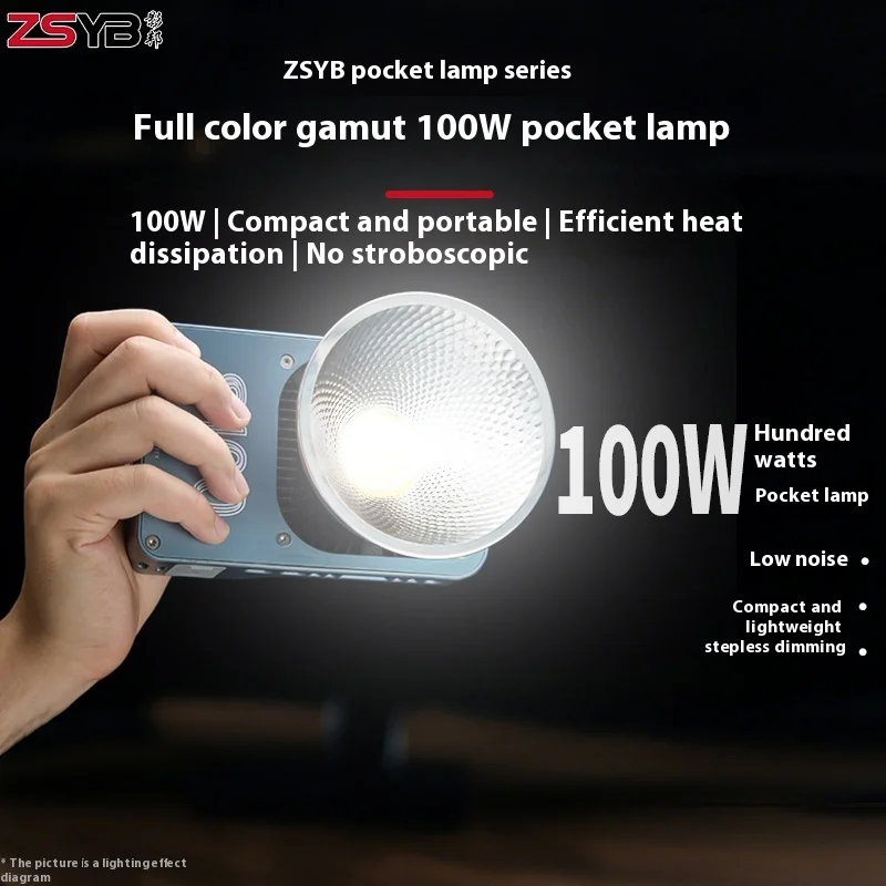 Zsyb S100 100w Photographic Camera Light Dual Color Fill Light Custom For Outdoor Mini Cri96 Dimmable Portable Handheld Light