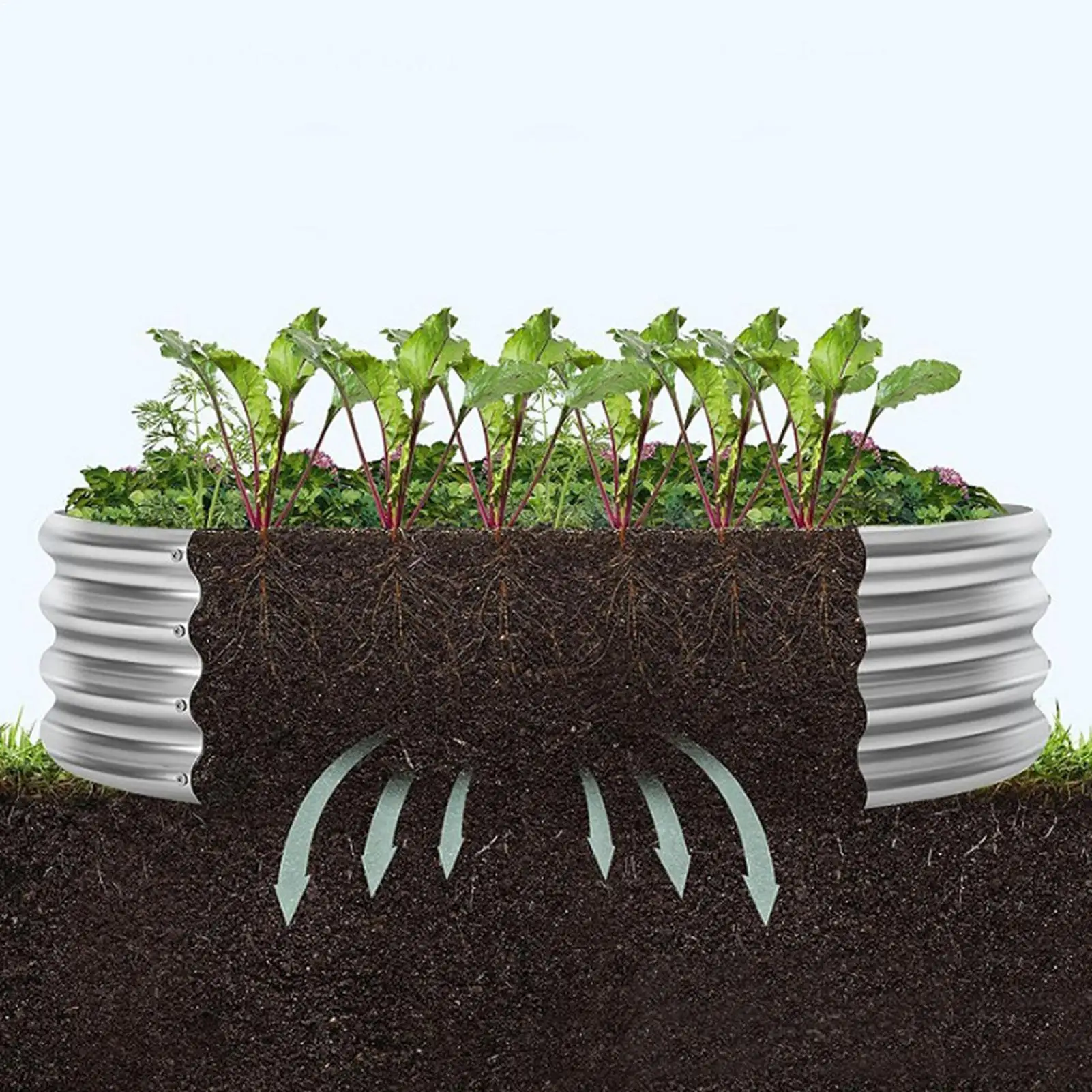 60cm Galvanized Raised Garden Bed Heavy Duty Flexible Raised Beds Outdoor Planter Boxes for Vegetables Fruits Flowers Citrus