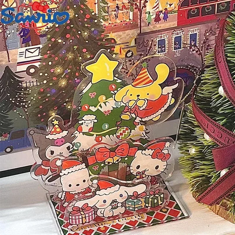 

Merry Christmas Sanrio Creative Brand Display Hello Kitty Kuromi Acrylic Kid Tabletop Display Christmas Tree Decoration Material