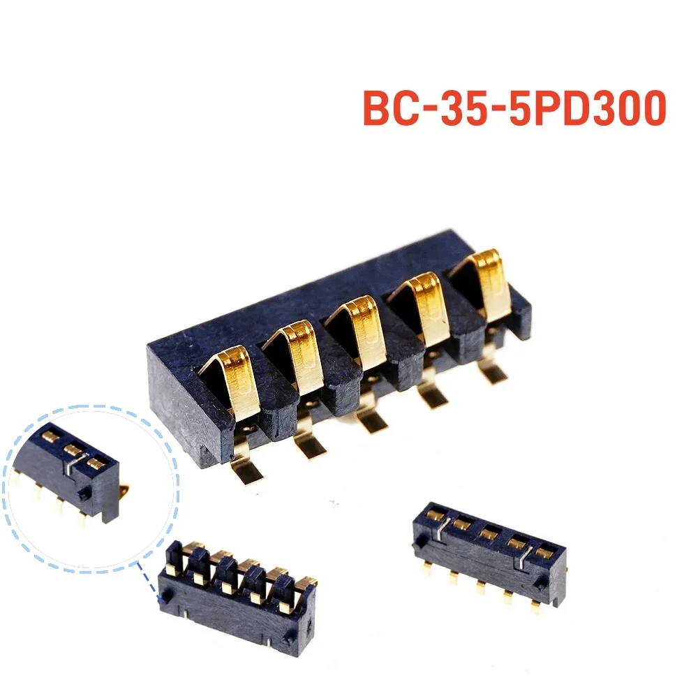 5pcs Spring Compression Contact 2.5 mm Pitch 5 Pin Female Male Connector Surface Mount Battery Connectors Reflow Solder PCB