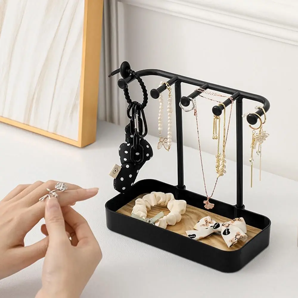 

Unique Wooden Jewelry Storage Rack PP with Storage Box Base Earrings Display Rack Desktop Organising Stand Women
