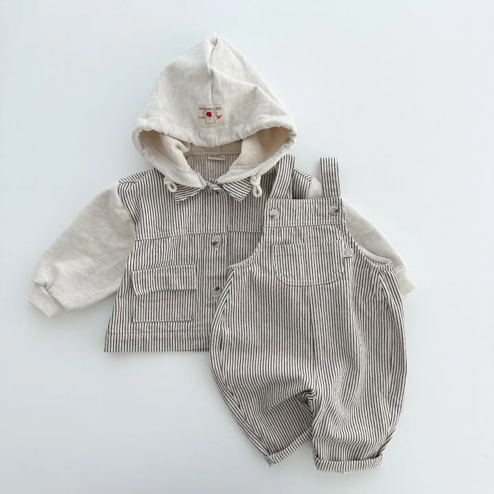 2024 Autumn New Baby Hooded Coat Children Casual Denim Coat Fashion Boys Hoodie Infant Girls Striped Outerwear Kids Clothes