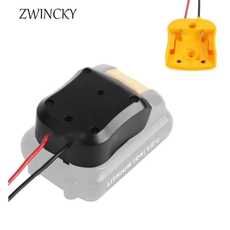 Connettore di alimentazione Dock per montaggio a batteria 10.8V-12V con connettori per cavi 14Awg strumento adattatore per batteria Dewalt nero e giallo