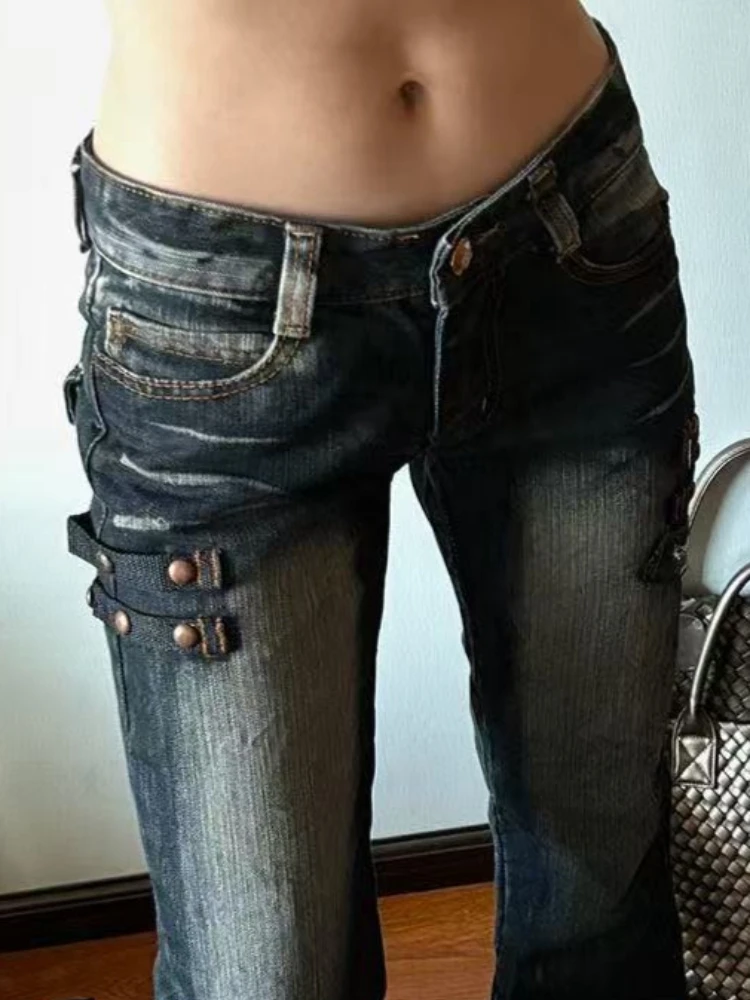 Grunge Japanese Fashion Chic Jeans Women Harajuku Gyaru Y2K Denim Slim Cargo Pants Cyber Punk Hip-pop 2000s Aesthetic Tomboy New — zdjęcie 5