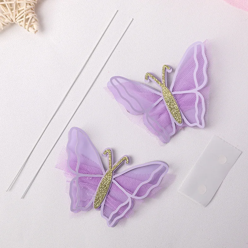 Cake Topper Butterfly Pink Blue White Cake Flags Happy Birthday Wedding Decoration Baby Shower Kids Party Baking DIY Decor Gift