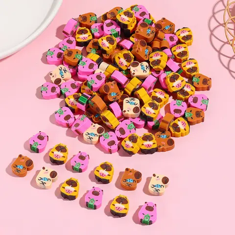 Bilashmart 10Pcs/Lot Cute Capybara Mini Cartoon Eraser Kawaii Animal Pencil Erasers Primary School Office Stationery Kids Rubber Prize Gift