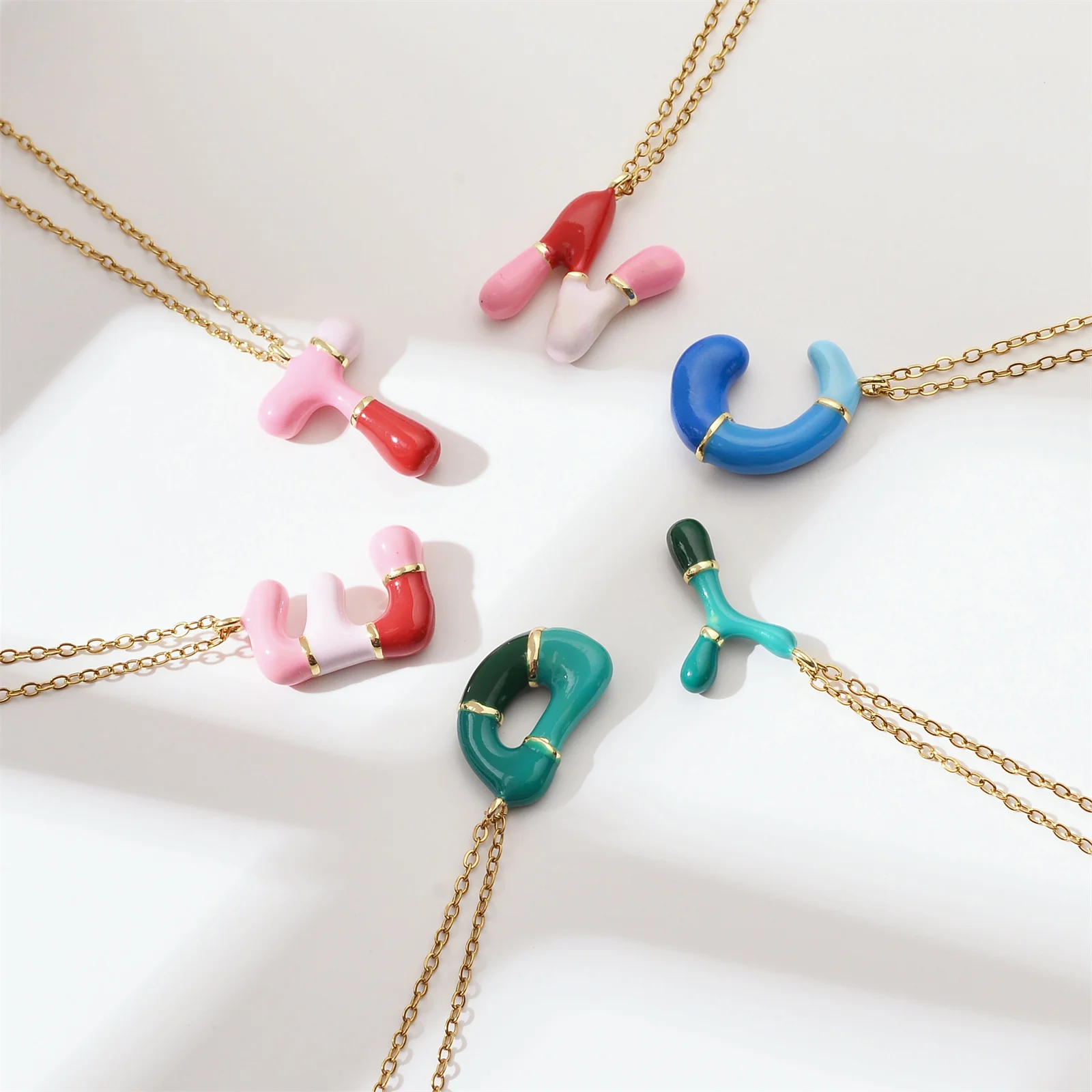 26 English Letter Initial Women Necklace Box Chain Multicolor A-Z Pendant Long Necklace for Women's Jewelry Gift image 5