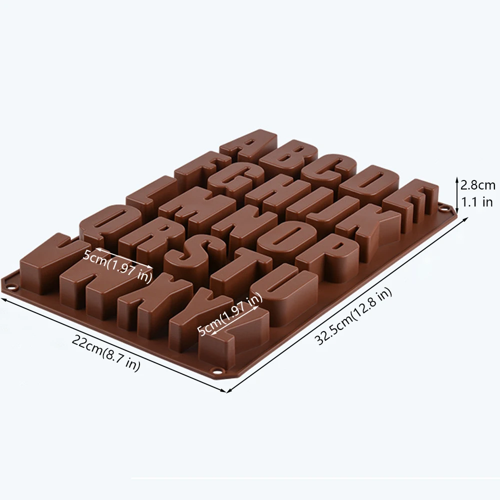 3D Silicone Mold Large Size 26 Alphabet A to Z Chocolate Moulds DIY Cake Sugarcraft Fondant Mold