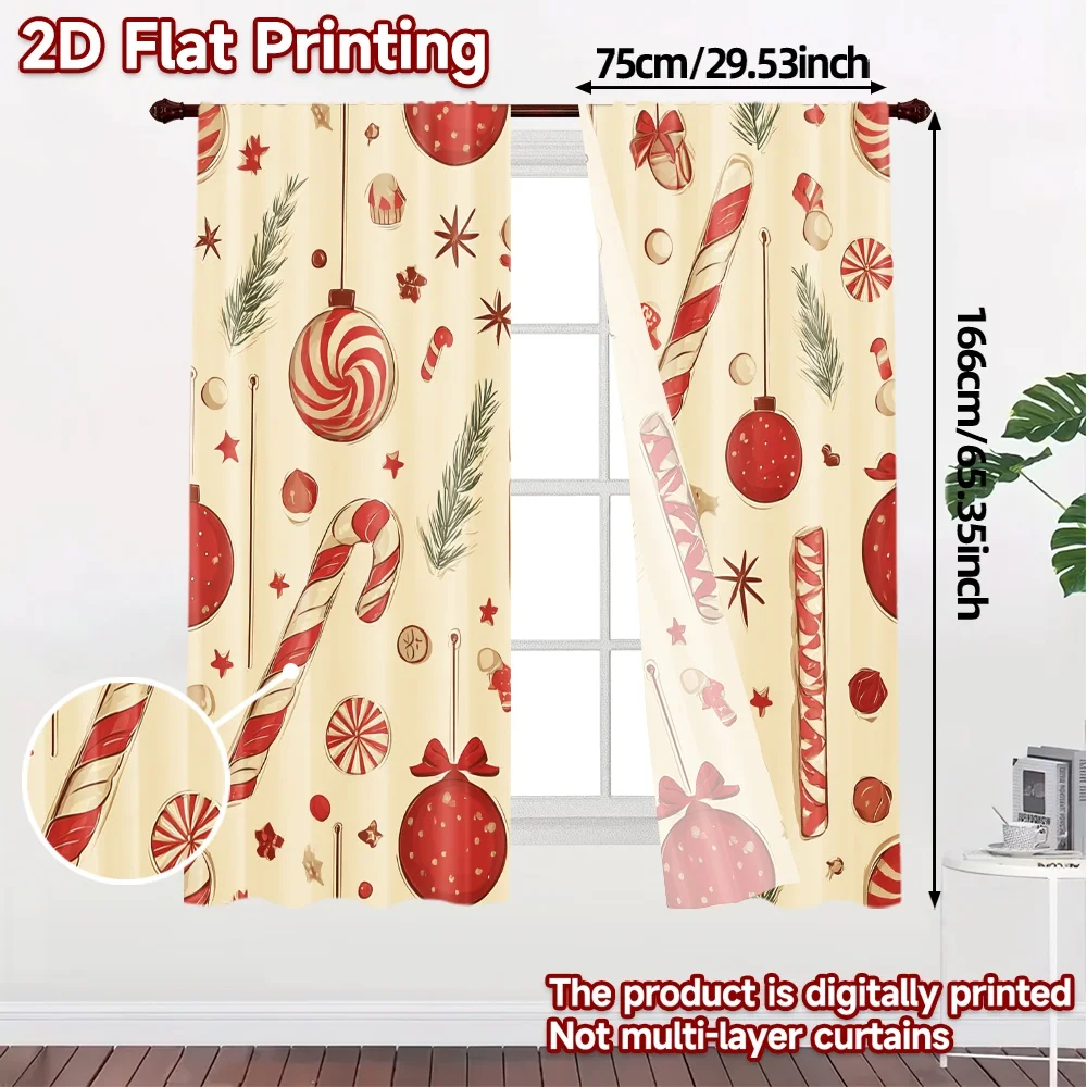 2D Flat Printing,JIT 2pcs, Curtains (Without Rod) Candy Wonderland Modern Fashionable Curtains Versatile Polyester Fabric