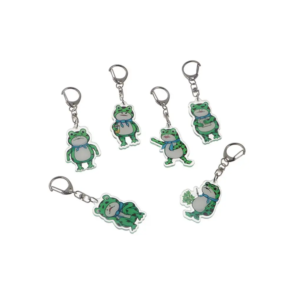 Cartoon Animal Frog Acrylic Keychain Keyring Acrylic Animal Frog Pendent Green Frog Silent Frog Keychain Toy for Children