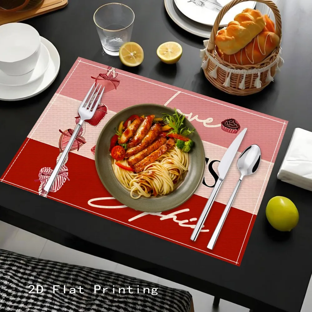 1pc Name/Text Placemat - Custom Table Mat with Name, Elegant & Cute Hand-Painted Look Suitable for Parties,Valentine's Day Gifts