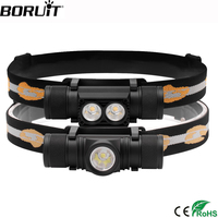 BORUiT D10/20/25 LED Mini Headlamp 3000LM USB Rechargeable High Power Headlight Head Torch Waterproof Camping Fishing Flashlight