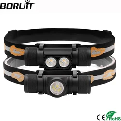 BORUiT D10/20/25 LED Mini lampada frontale 3000LM USB ricaricabile ad alta potenza faro testa torcia impermeabile campeggio pesca torcia