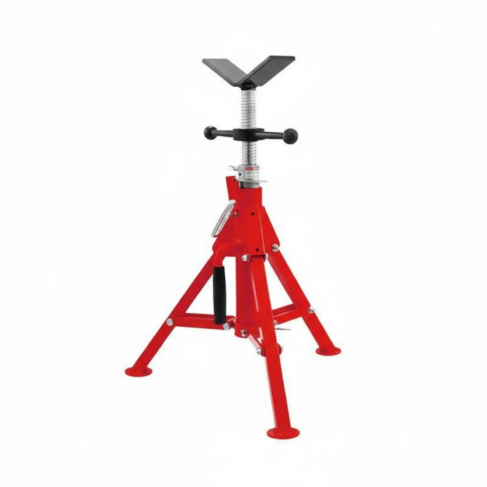 Heavy Duty Steel Pipe Stand Roller Head Tube Support for Cutting Threading and Joining with Wide Tripod Base