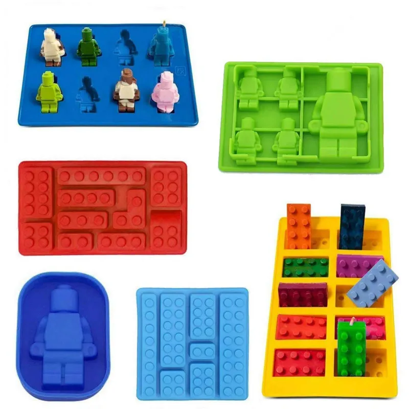 Robot Ice Bricks Cube Tray Silicone Mold Candy Moulds Chocolate Moulds For Kids Baking Minifigure Building Block Themes Set