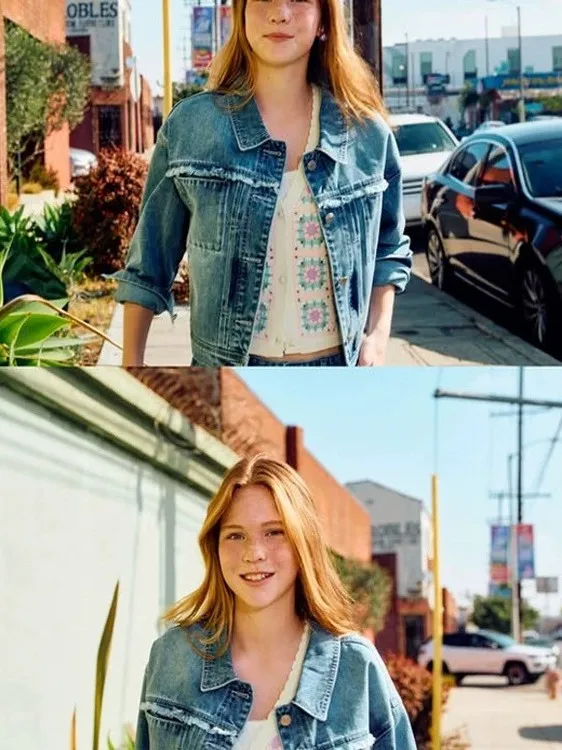 Island Home 2025 Summer New Women's Short Loose Casual Denim Jacket Small Size  Collar Long Sleeve Button Closure Coat