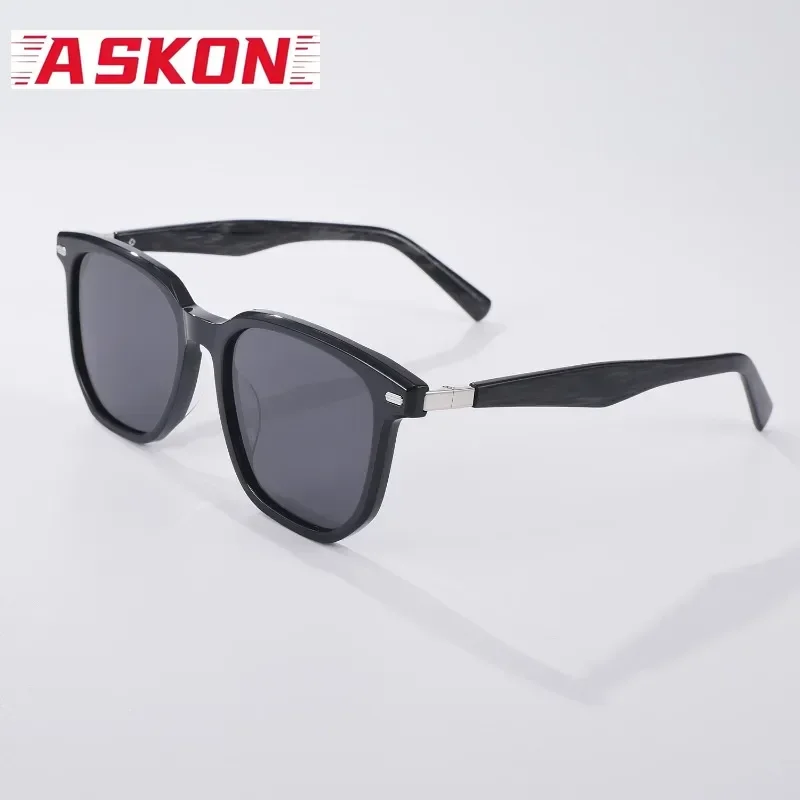 ASKON High Quality Polarized Black Sunglasses Man Acetate Square Glasses Men Classic UV400 Outdoor Eyewear Women Trendy Fishing