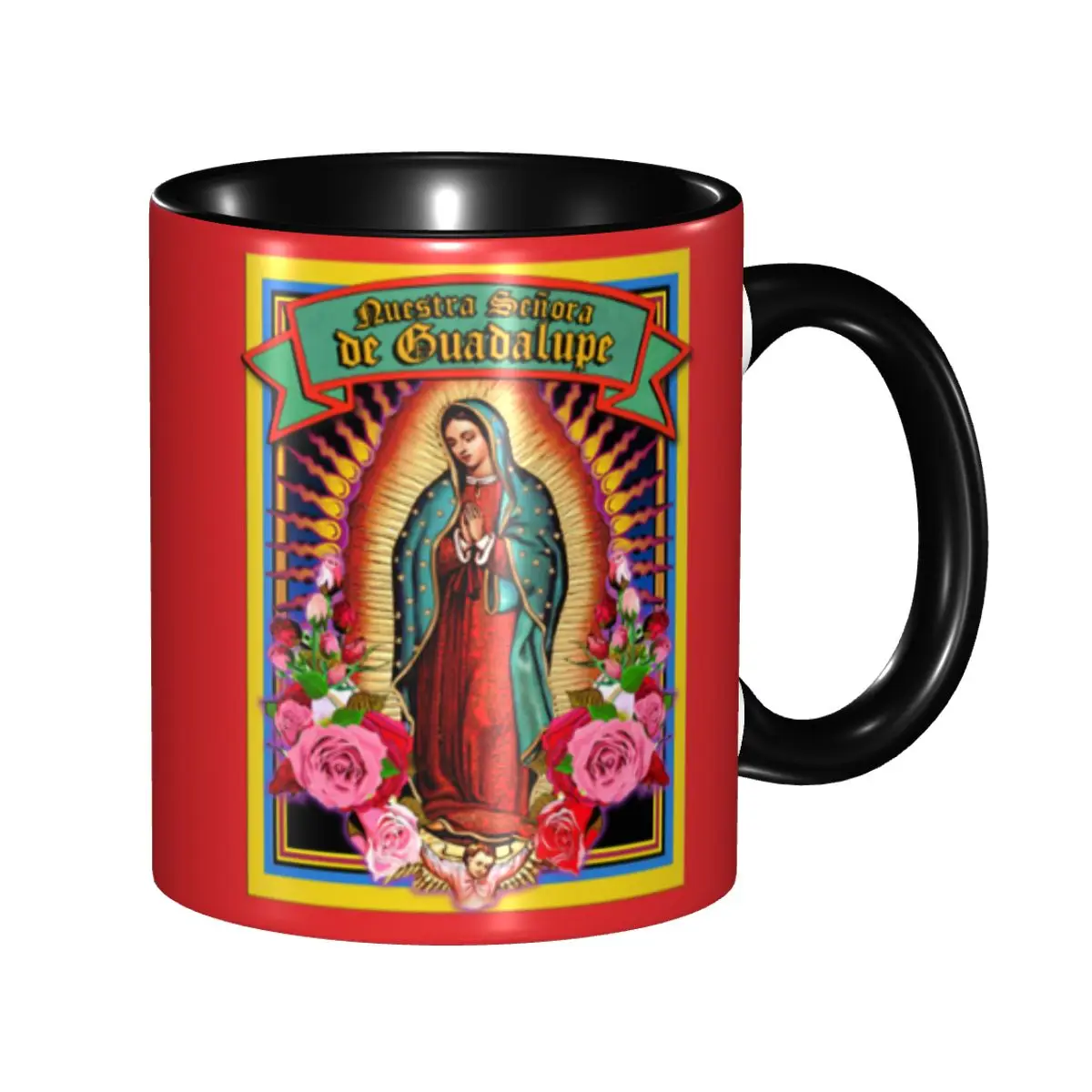 Virgin Mary Of Guadalupe Holy Card Coffee Mugs DIY Custom Ceramic Mug Cup Creative Gift