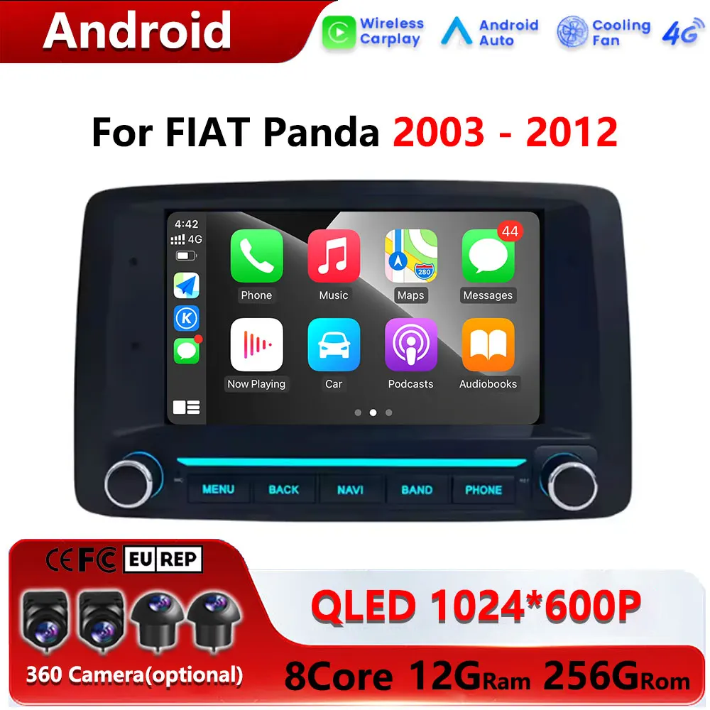 7inch Android 16 For FiAT Panda 2003 2004 2005 2006 2007 - 2012 Car Radio Multimedia Player GPS Navi BT Wireless Carplay