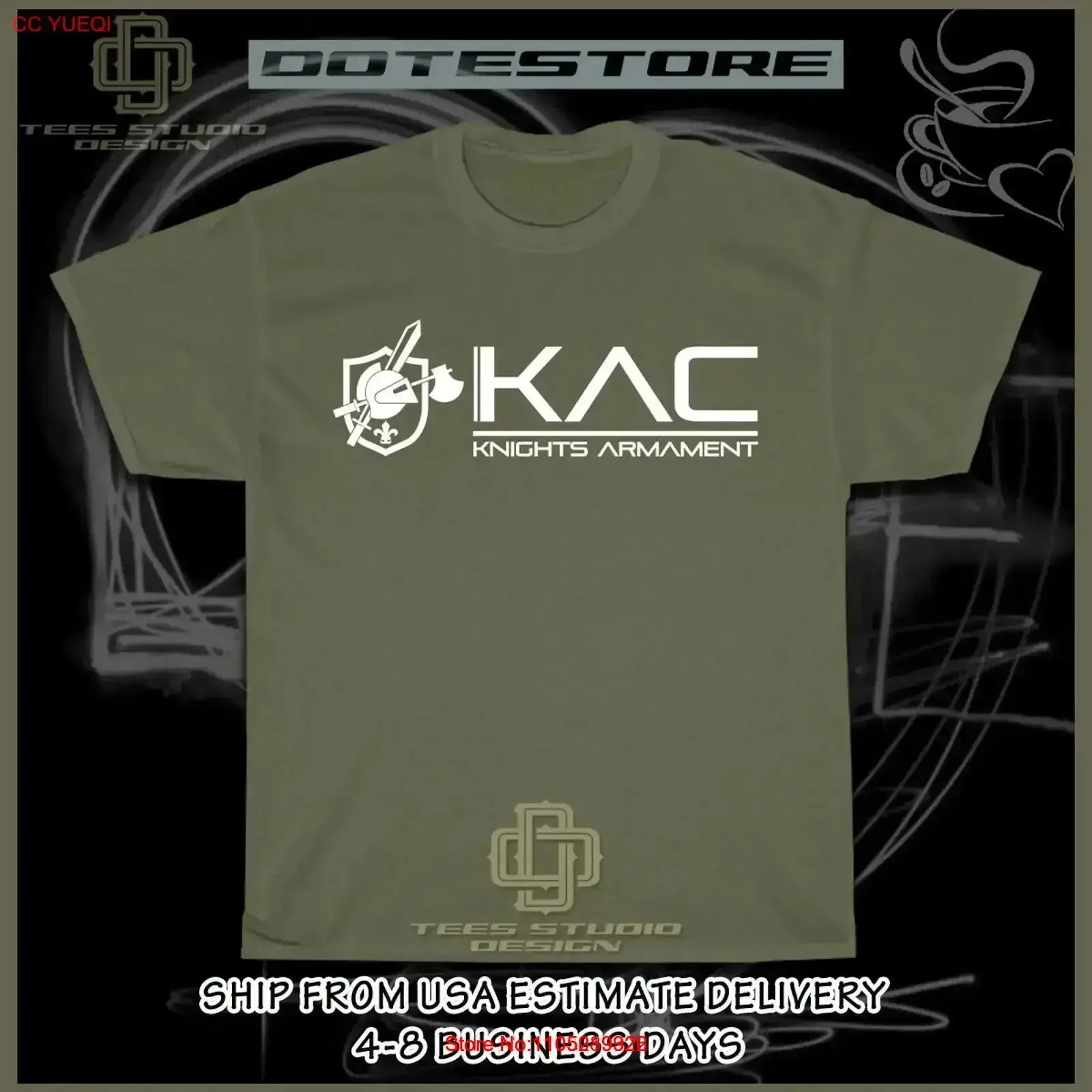 تي شيرت جديد KAC Knight's Armament Logo للرجال American Dotees عتيق مغسول مريح أنيق متعدد الاستخدامات جرافيك قليلاً