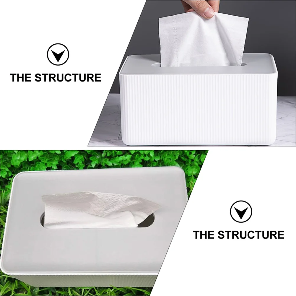 Desktop Paper Box White Tissue Paper Napkin Storage Container Home Organizer Pp Simple Black Bins Holder