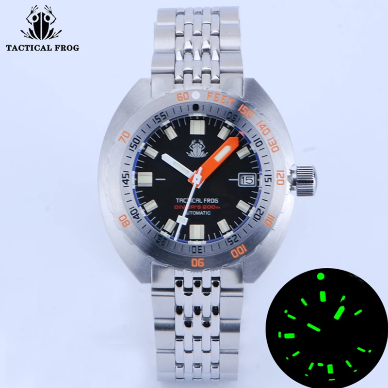 Tactical Frog SUB300T Retro 200M Diver Watch Sapphire Mirror NH35 Automatic Mechanical Wristwatch Super Luminous Men's Watches