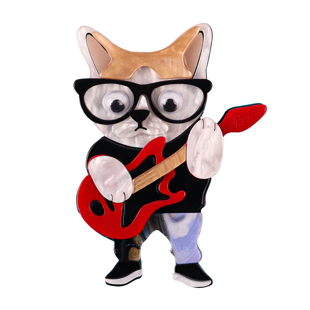 2023 Kawaiiอะคริลิคกีตาร์เข็มกลัดแมวLapel Pinsสําหรับผู้หญิงน่ารักการ์ตูนสัตว์เรซิ่นเข็มกลัดป้ายใหม่แฟชั่นเครื่องประดับของขวัญ