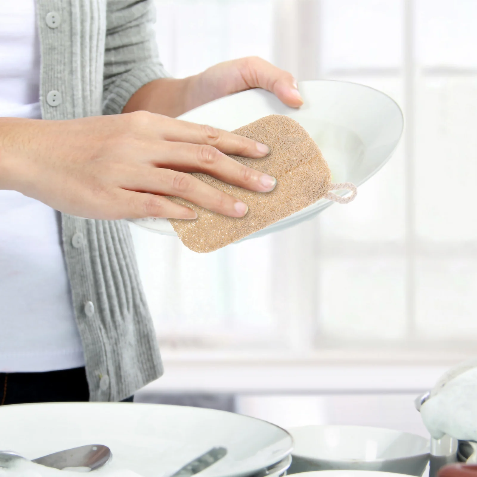 

10Pcs Natural Loofah Dish Sponge Kitchen Scrubber Nonabrasive Dishwashing Sponge for Cleaning Plates Pots and Pans