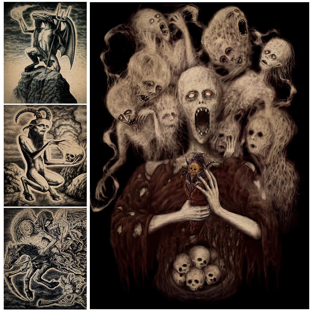 Cemetary Dreams Vintage Wall Art Canvas Painting Dreams About Demons Retro Horror Demon Ghost Witch Poster Print Home Decoration