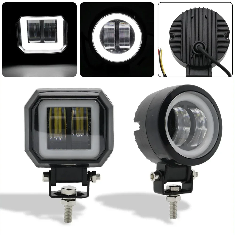 1/2pcs Motorcycle LED Angel Eye Work Light Bar Spot Lamp Offroad Car Boat Truck SUV Pickup 12V 24V Driving Fog Lamp Headlight