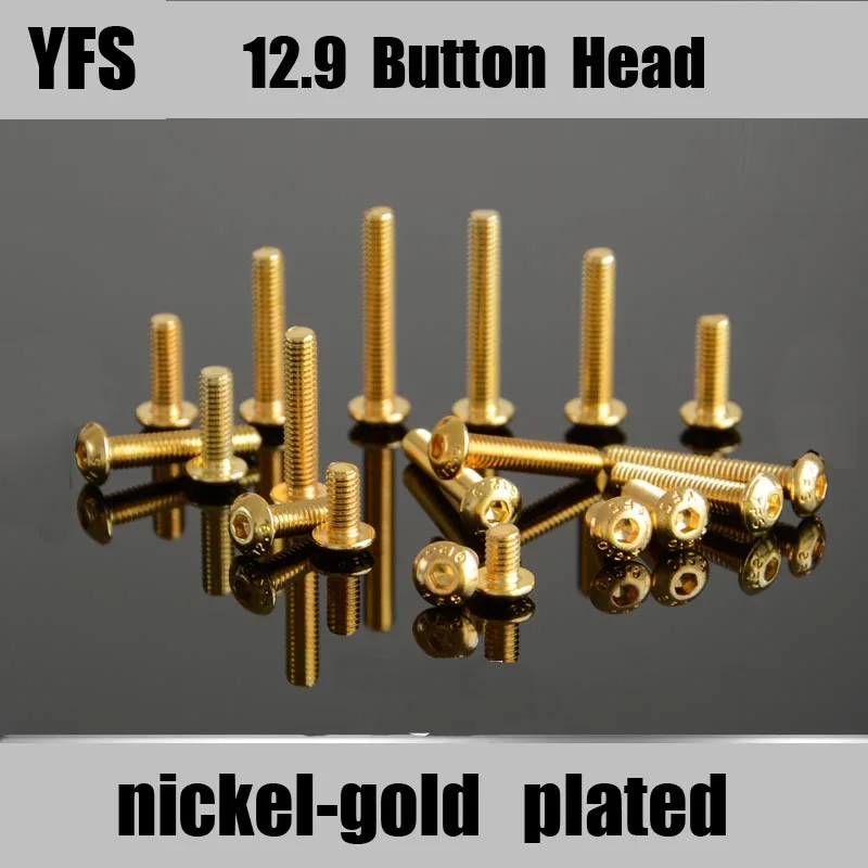 

M3 YFS hexagon half round head Grade 12.9 nickel-gold plated screw suitable for RC vehicle maintenance accessories