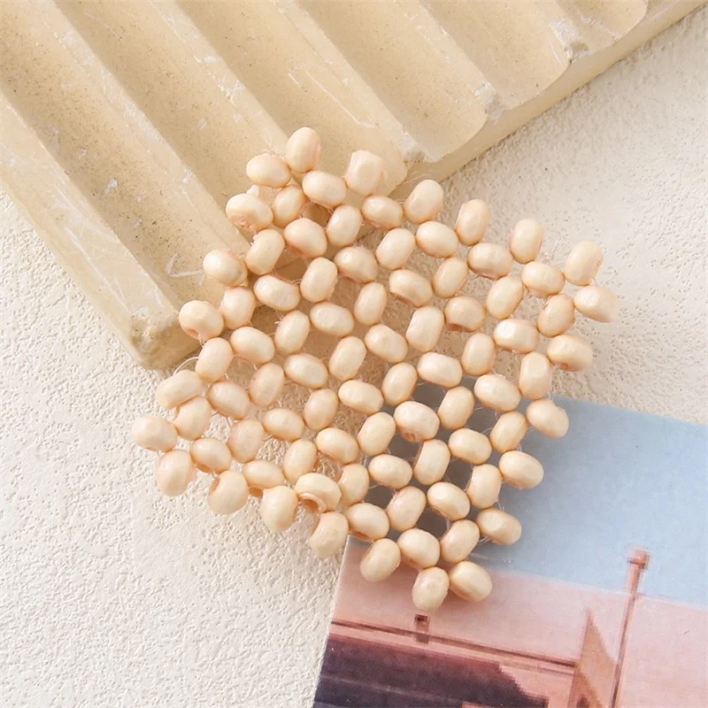 Wholesale 30pcs/lot color print geometry square rounds shape wood handmade beads diy jewelry garment accessory
