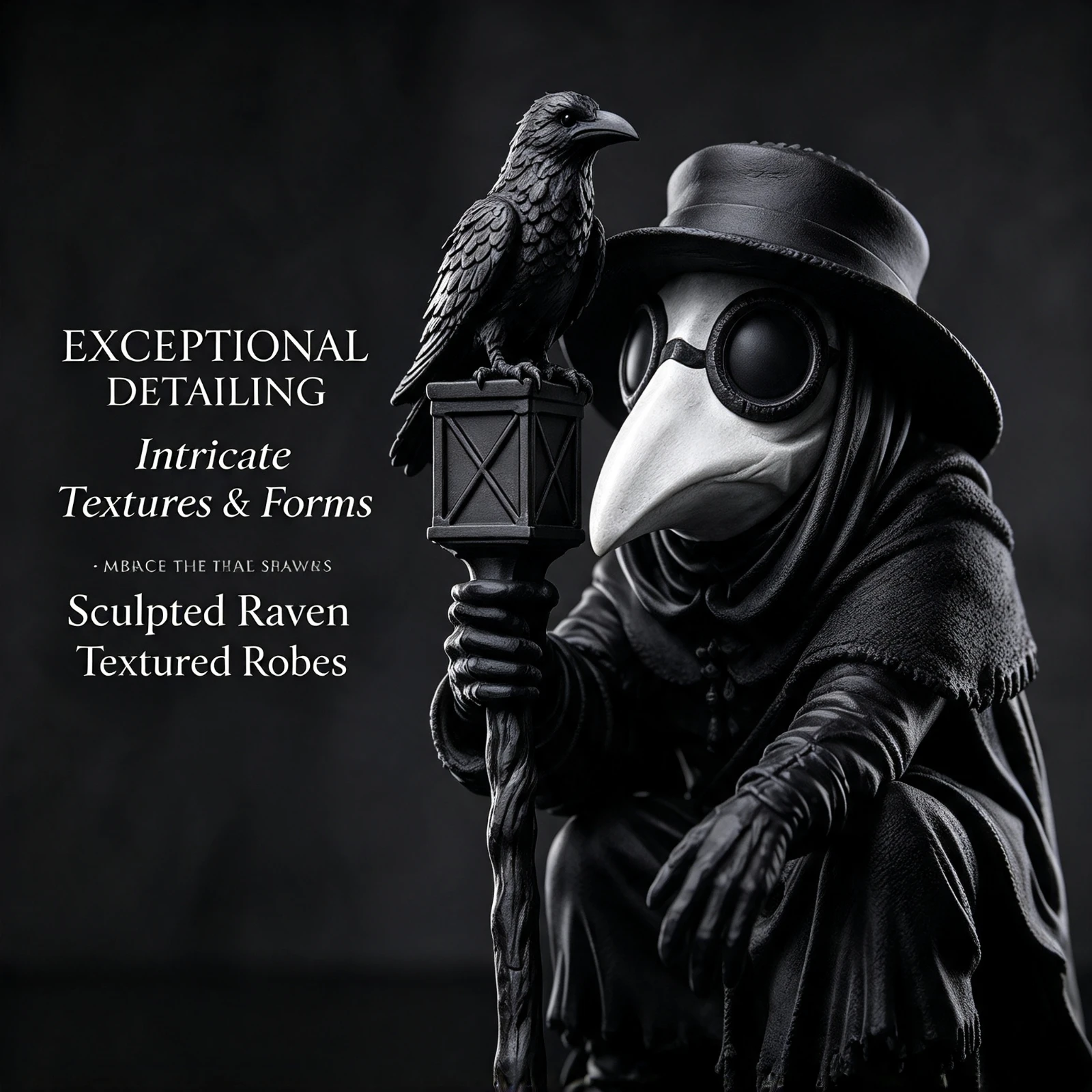 Gothic 3D Printed Plague Doctor, Statue Resin Figurine Black Raven, Skull Mask Halloween Desktop Ornament, Home Decor Gift For M