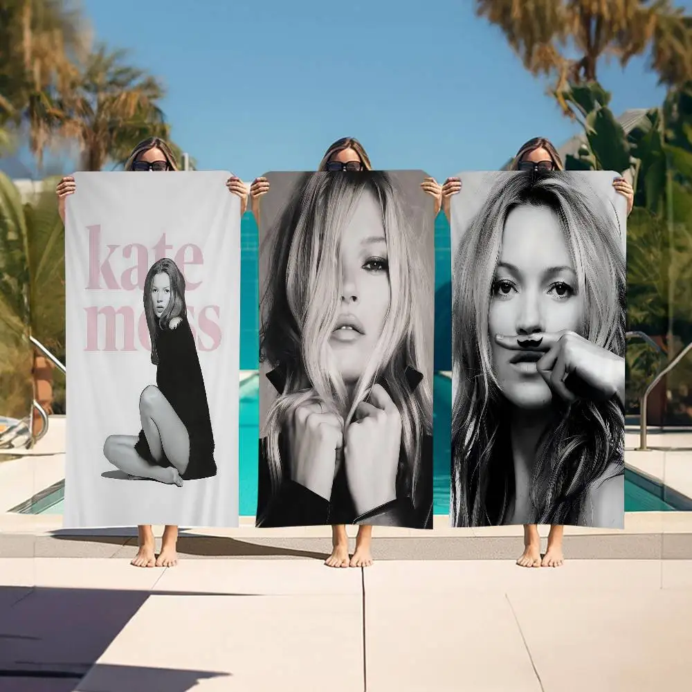 Vintage Sexy Supermodel Kate Moss Microfiber Printed Beach Towel Mountain Climbing Yoga Beach Swimming Running Absorbent Towel