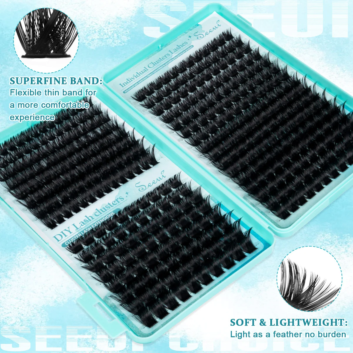 DIY Wimpernbüschel, dicke einzelne Wimpernverlängerungen, flauschige Wimpernstile, Mix, Halloween-Make-up, weiches, dünnes Band, wiederverwendbar – Detail 2