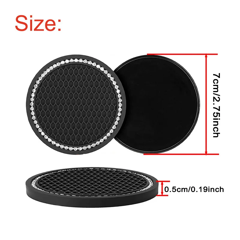 Shiny Crystal Diamond Car Cup Mat Heat Resistant Non Slip Car Drink Holder Insert Coaster Auto Accessories