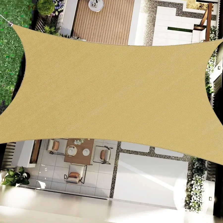 

20 прямоугольных солнцезащитных тентов-парашютов с защитой от УФ-лучей для патио, сада, двора, перголы, цвет песочный