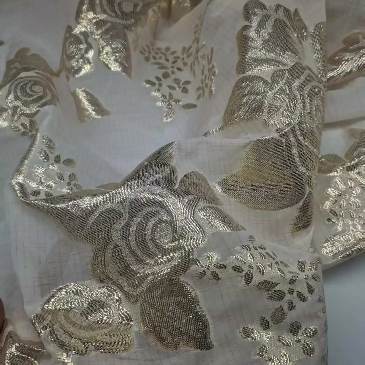 Metal Brocade Nylon Jacquard with Metallic Lurex Shirt Skirt Saree Dress DIY Craft Tissue