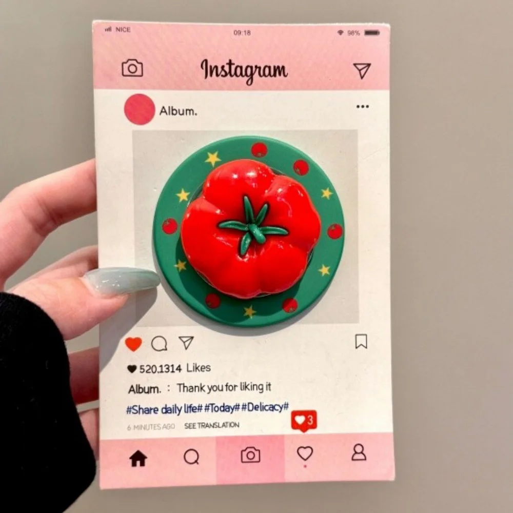 

Милый мультяшный томатный держатель для Magsafe Griptok, подставка для кольца на палец для телефона, поддержка iPhone 16, Samsung Girl, кронштейн