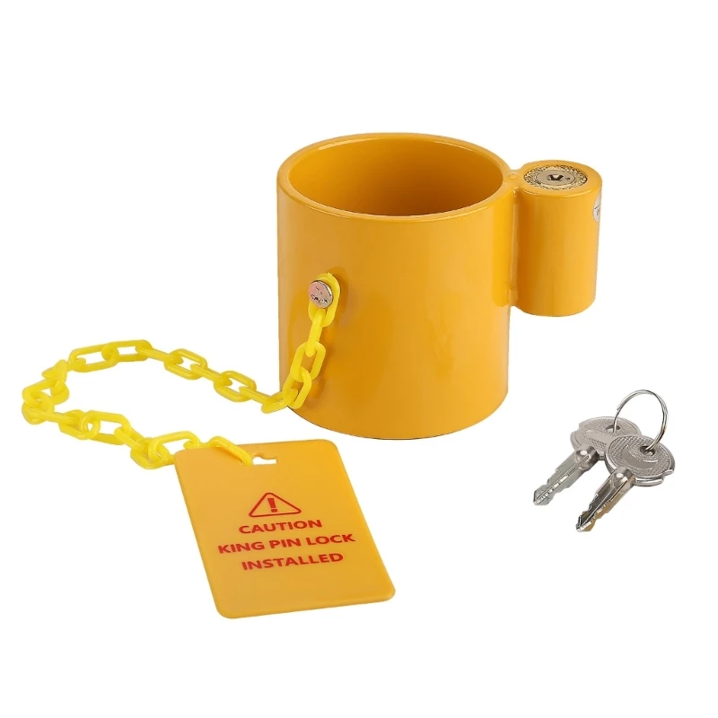 

U90C Stainless Steel 5th Wheel Lock King Pins Lock with Anti-Theft Warning Label 2 Keys