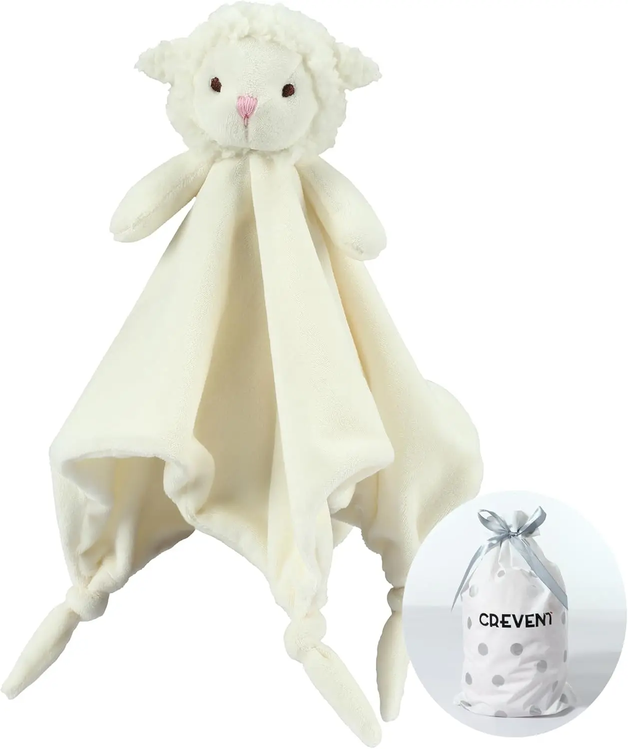 

Soft Plush Baby Security Blanket with Animal Face, Ivory Sheep Design for Girls and Boys