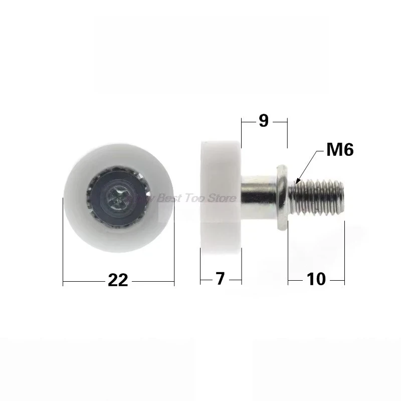 4pcs M6 M8 Screws Threaded Bearings Pulleys Guide Wheels Haier and Midea Refrigerator and Freezer Drawer Flat Wheels