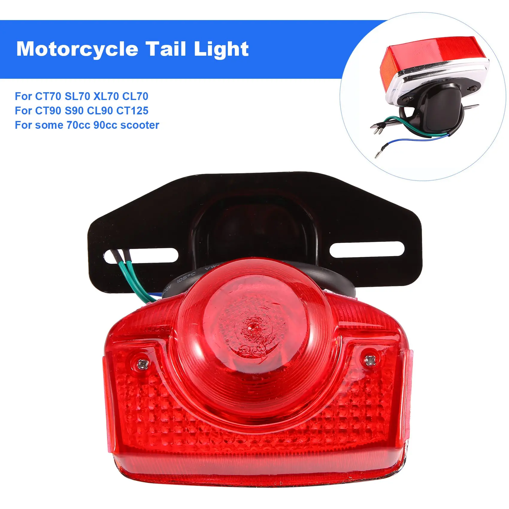 A54K-Motorcycle Brake Tail Light Tail Light Assembly With Bulb For Honda CT70 CT90 CT125 XL70 CL70 CL90 Jialing JH70
