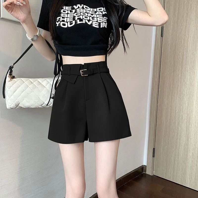 Women's Summer Style Wear Spring Fashion Slimming All-in-one A-line Pants Wide Leg Casual Pretty Pants High-waisted Suit Shorts