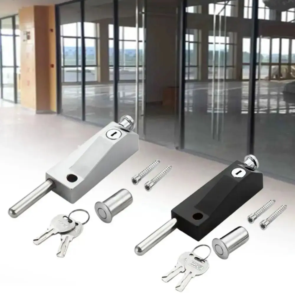 Stainless Steel Security Floor Lock Aluminum Alloy Open Mounted Revolving Door Bolt Lock Framed Spring Double Door Lock