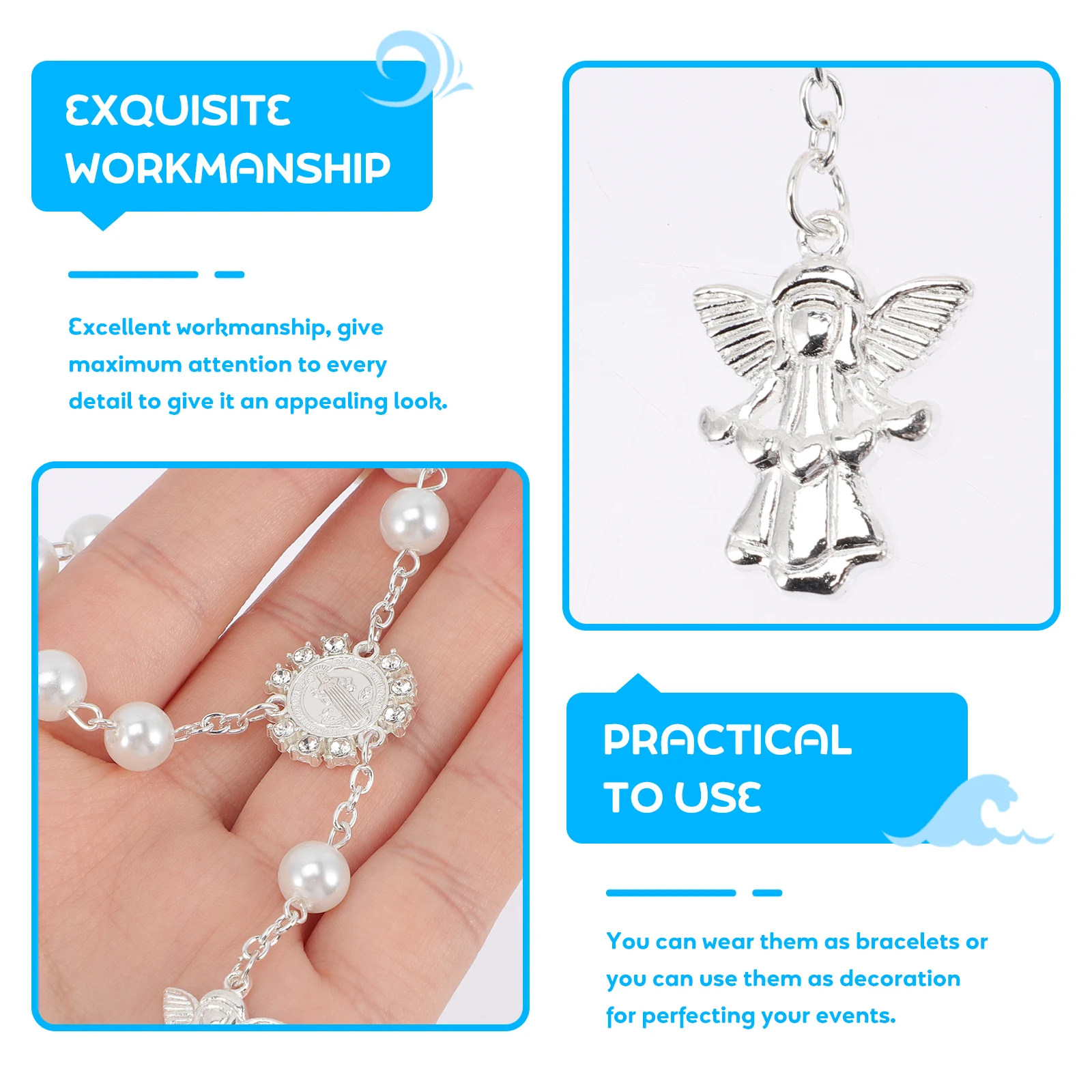 

4pcs Rosary Bracelet Baby Christening Baptism Favors Baby Shower Decoration Elegant Simple Design Perfect Gift For