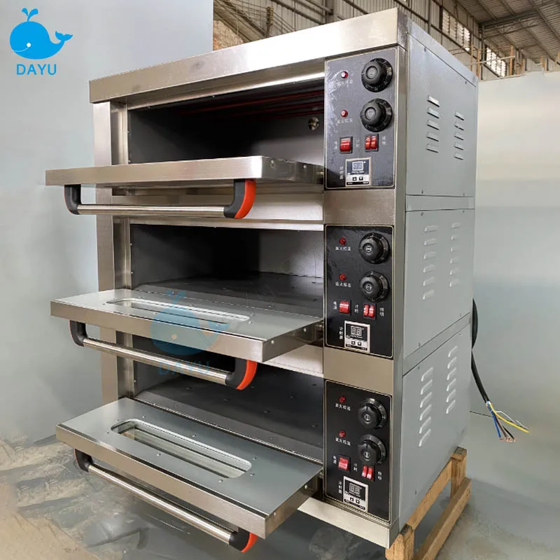 فرن كهربائي تجاري 3 طبقات 3 أطباق خبز كعكة سعة كبيرة محضر طعام معدات المطبخ فرن الخبز