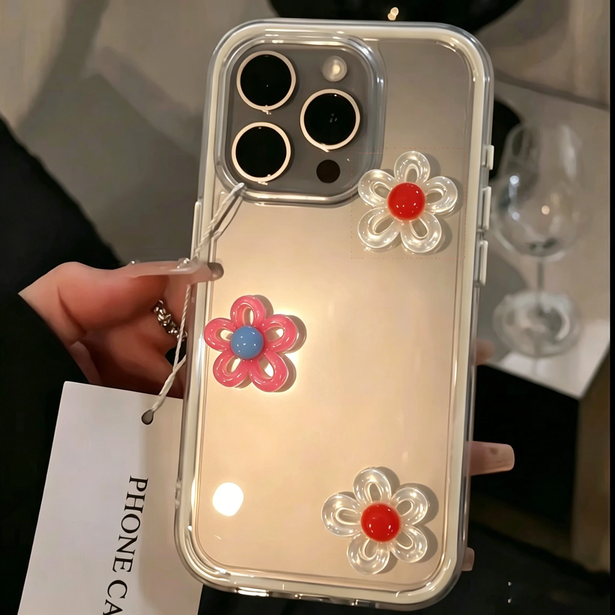 Weiße 2-in-1-Handyhülle mit 3D-DIY-Blumenmuster für Galaxy A57 A55 A37 5G S25 S24 S23 S22 Plus S26 S25 S24 S23 Ultra FE 5G INS Cover – Detail 4